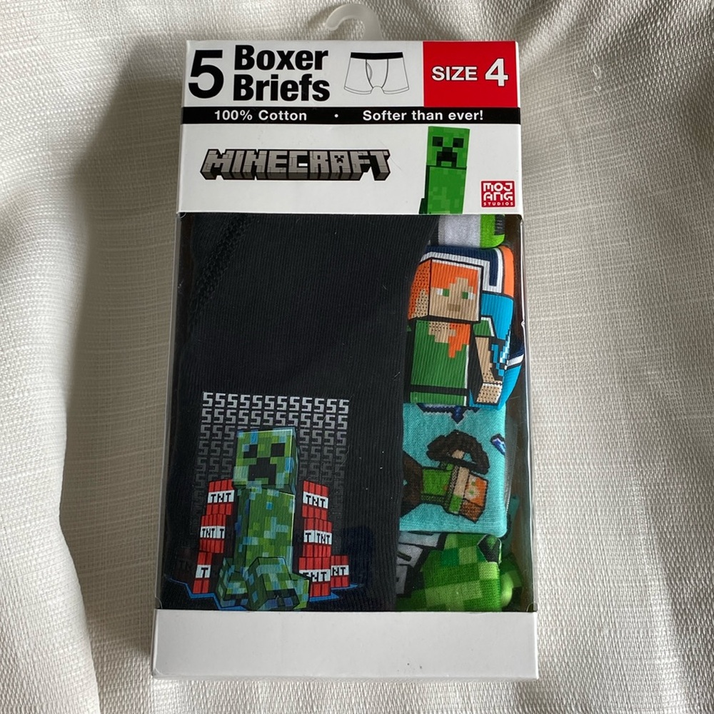 NIB - Minecraft Boys Boxer Briefs 5pk Size 4 by Handcraft